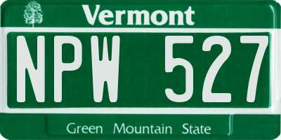 VT license plate NPW527