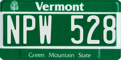 VT license plate NPW528
