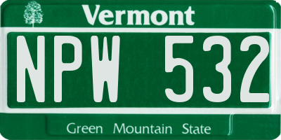 VT license plate NPW532