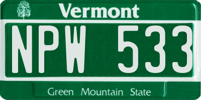 VT license plate NPW533