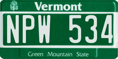 VT license plate NPW534
