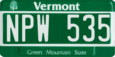 VT license plate NPW535