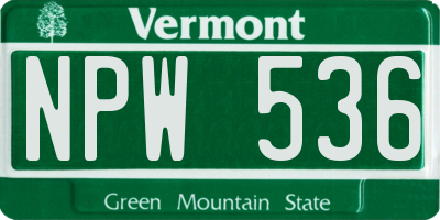 VT license plate NPW536