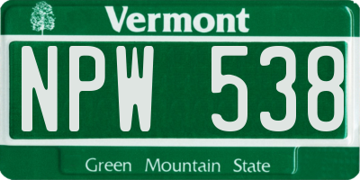 VT license plate NPW538