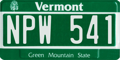 VT license plate NPW541