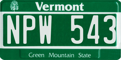 VT license plate NPW543
