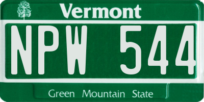 VT license plate NPW544