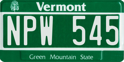 VT license plate NPW545
