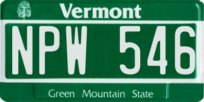 VT license plate NPW546