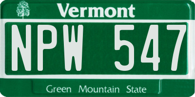 VT license plate NPW547