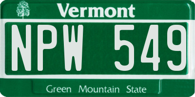 VT license plate NPW549