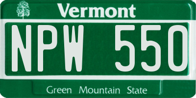 VT license plate NPW550