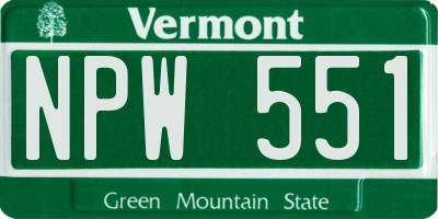 VT license plate NPW551