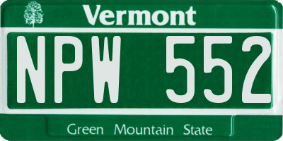 VT license plate NPW552