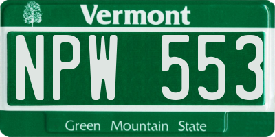 VT license plate NPW553