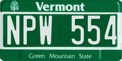 VT license plate NPW554
