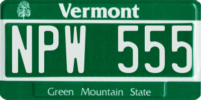VT license plate NPW555
