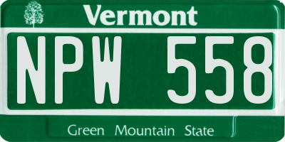VT license plate NPW558
