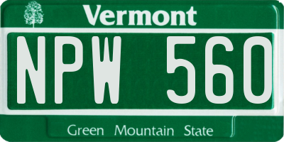 VT license plate NPW560