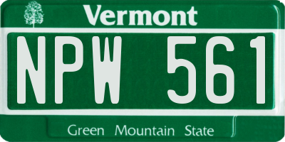 VT license plate NPW561