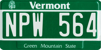VT license plate NPW564