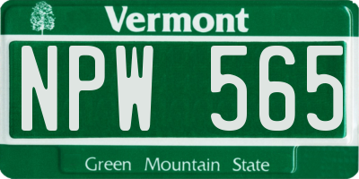 VT license plate NPW565