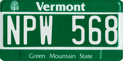 VT license plate NPW568