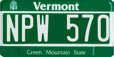 VT license plate NPW570