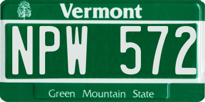 VT license plate NPW572