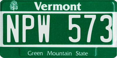 VT license plate NPW573