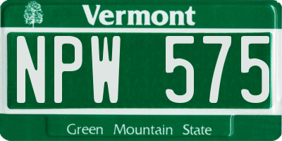 VT license plate NPW575