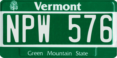 VT license plate NPW576