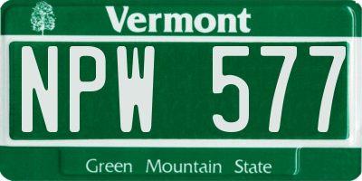 VT license plate NPW577
