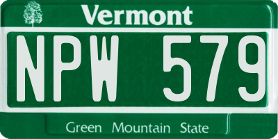 VT license plate NPW579
