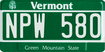 VT license plate NPW580