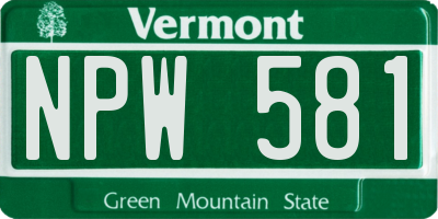 VT license plate NPW581