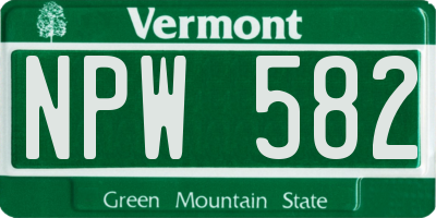 VT license plate NPW582