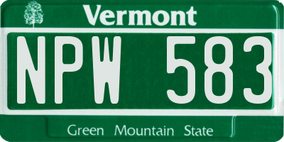 VT license plate NPW583