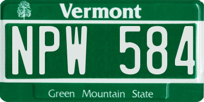 VT license plate NPW584