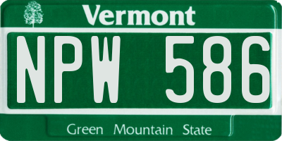 VT license plate NPW586