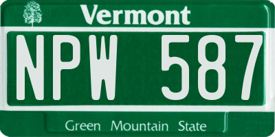 VT license plate NPW587