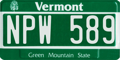 VT license plate NPW589