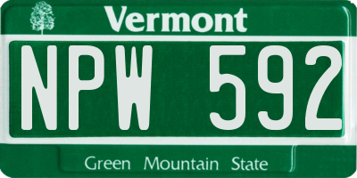 VT license plate NPW592