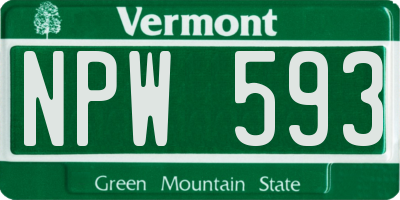 VT license plate NPW593