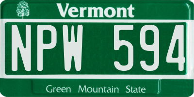 VT license plate NPW594