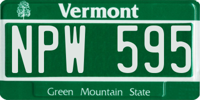VT license plate NPW595