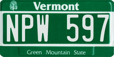 VT license plate NPW597
