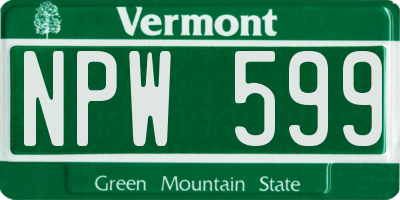 VT license plate NPW599