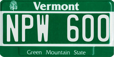 VT license plate NPW600