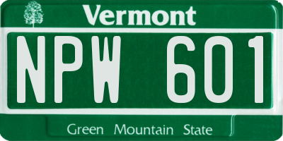 VT license plate NPW601